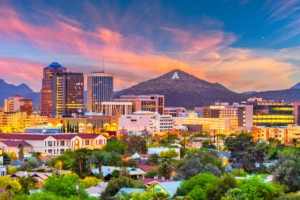 A city skyline view of Tucson