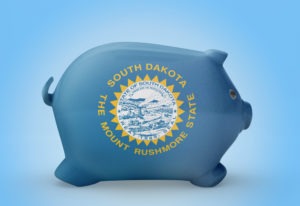 piggy bank with south dakota state flag