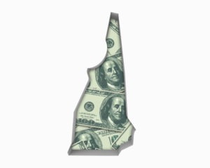 new hampshire state outline of hundred-dollar bills