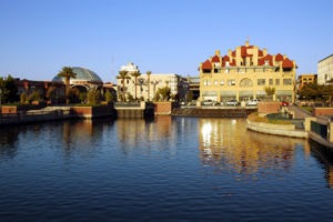 A waterfront view of Stockton.
