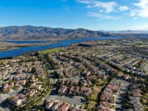 An aerial view of residential homes in Chula Vista, California.