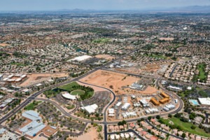 An aerial view of residential properties in Gilbert, Arizona.