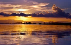 sunset over antioch bridge