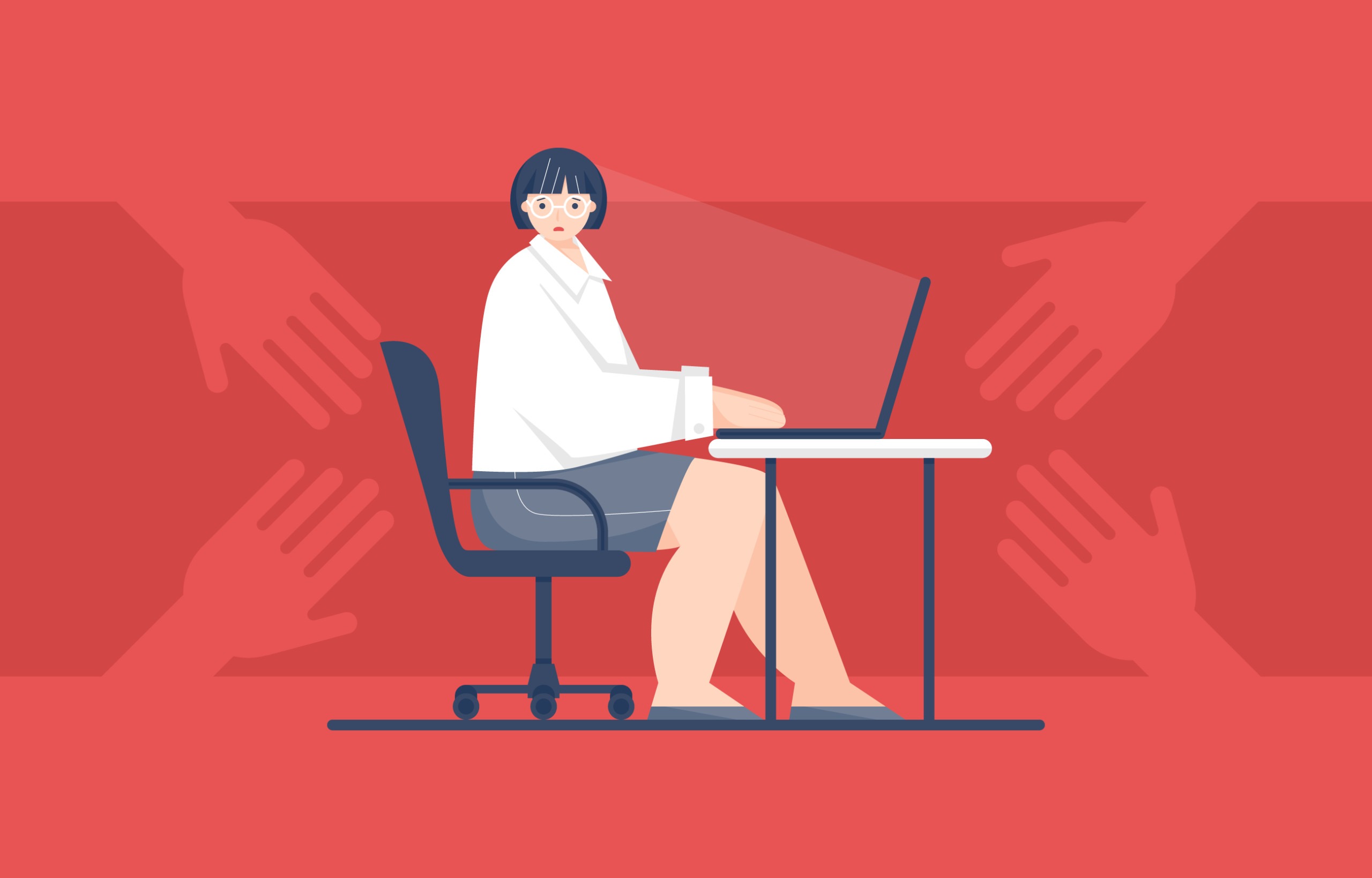 Woman sitting at a desk (illustration)