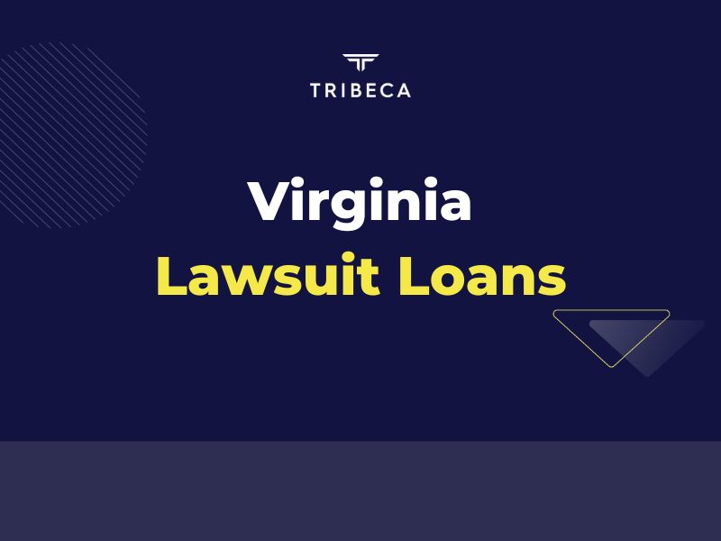 Virginia's blue banner yellow text Pre-settlement Loans